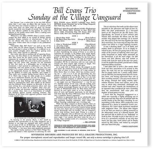 Bill Evans- Sunday At The Village Vanguard (Original Jazz Classics Series) ( LP )