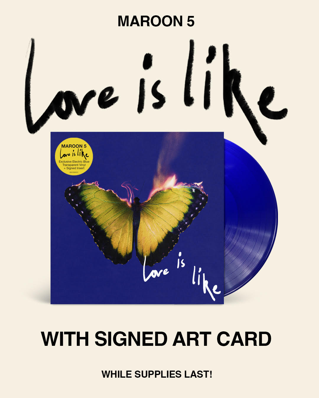 Maroon 5- Love Is Like (Indie Exclusive Vinyl) (Blue Vinyl, Signed Insert) (SEAM SPLIT) (DAMAGED) ( LP )