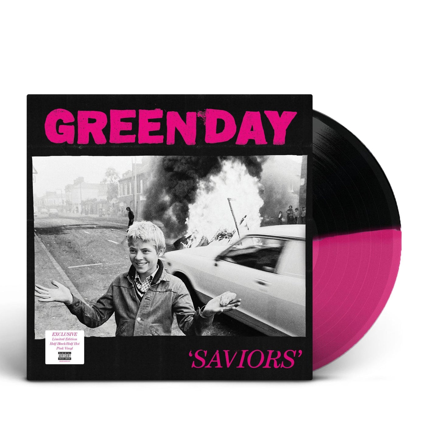 Green Day- Saviors (Indie Exclusive Magenta & Black Split w/ Poster) (DAMAGED) ( LP )