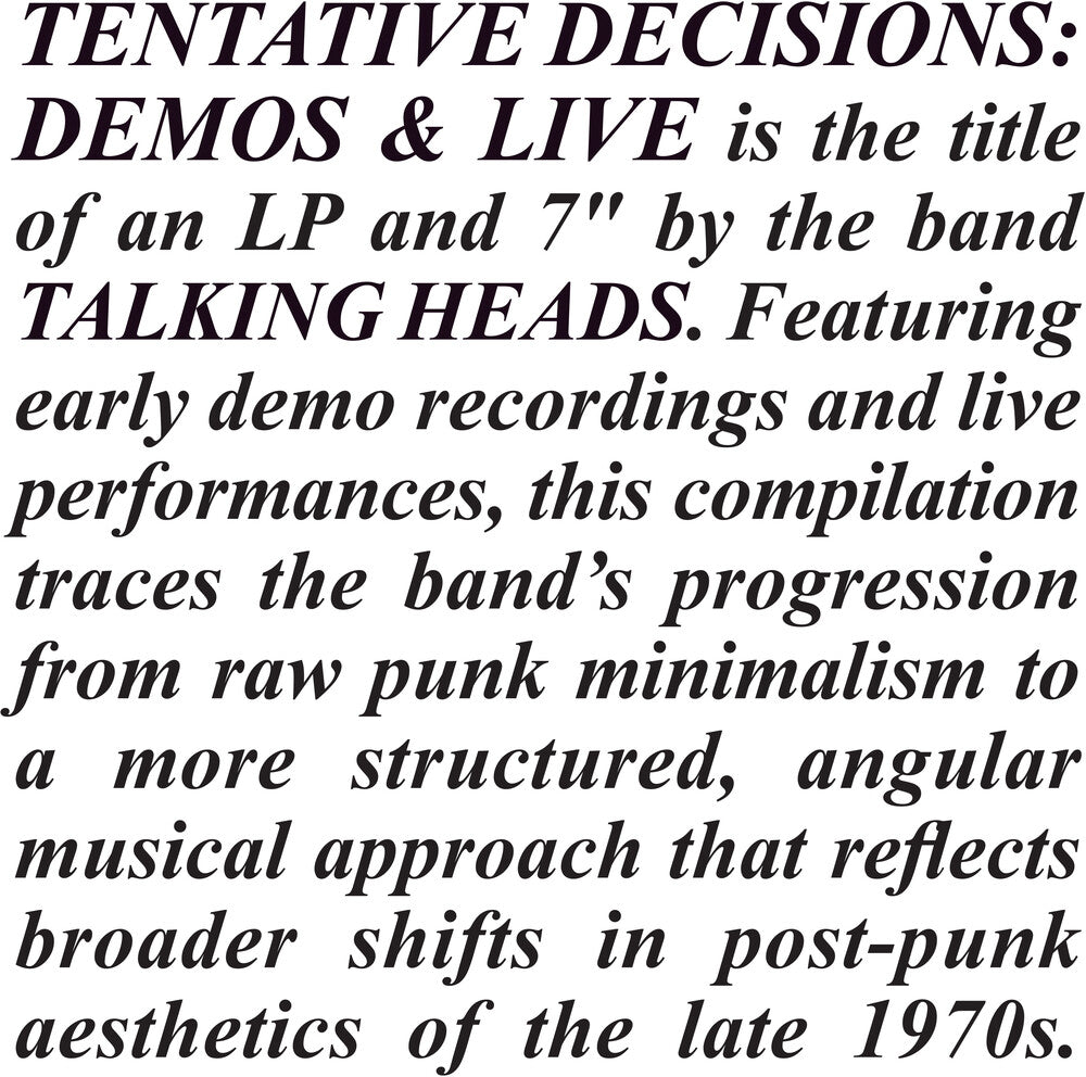 Talking Heads- Tentative Decisions: Demos & Live (Wsv) ( LP )