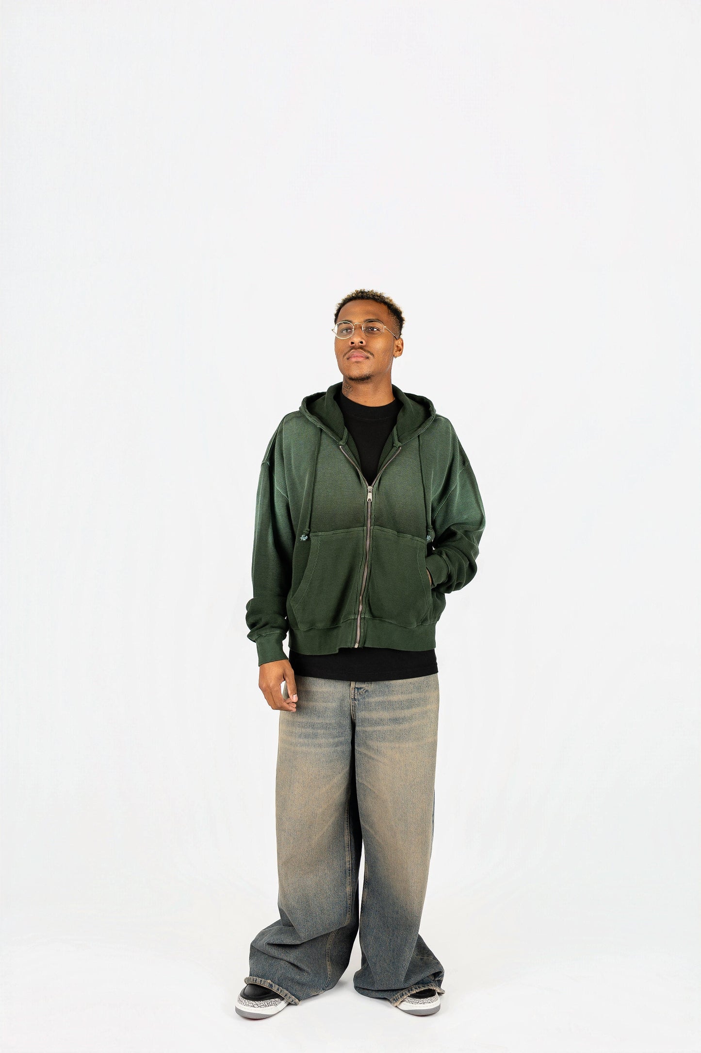 Sun-Dried Waffle Knit Baby Zip Up