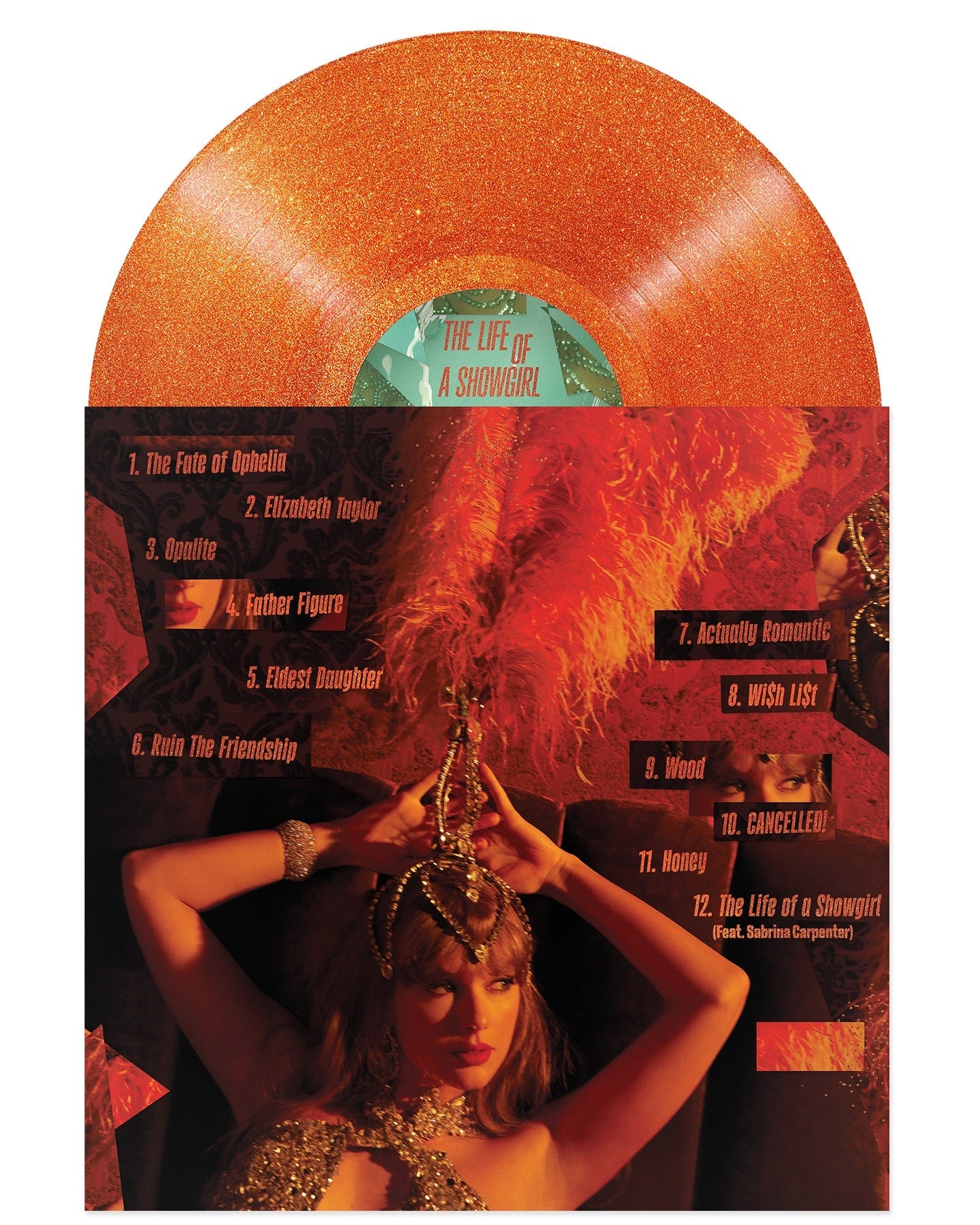 Taylor Swift- The Life of a Showgirl [Sweat and Vanilla Perfume Portofino Orange Glitter Vinyl] ( LP )