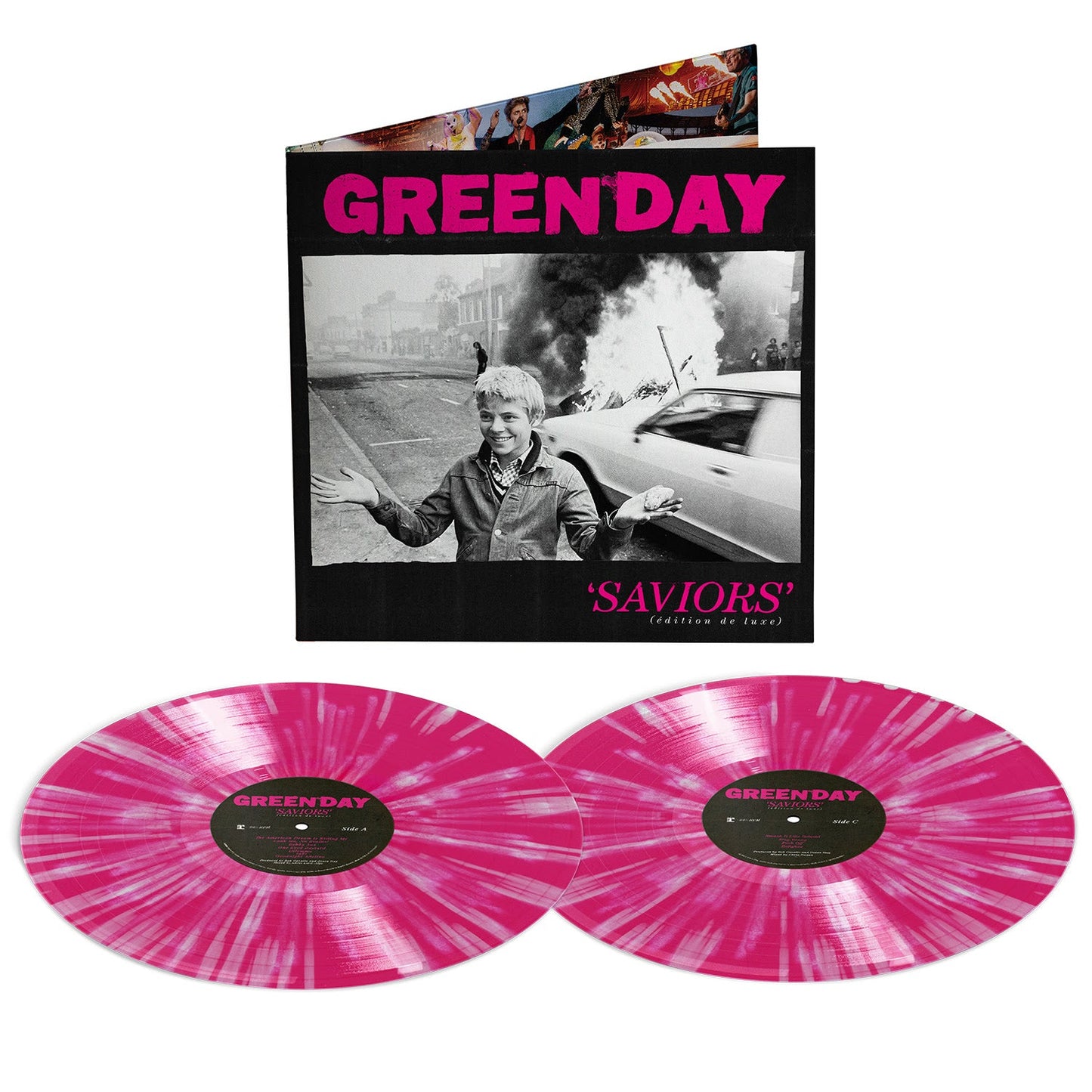 Green Day- Saviors (édition de luxe) (Hot Pink/White Splatter Vinyl) ( LP )